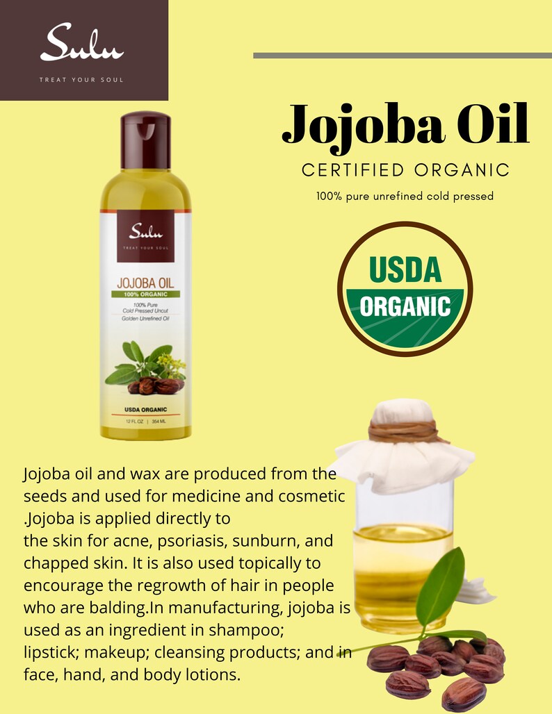 Organic Unrefined Golden Jojoba oil 100% pure all natural cold pressed jojoba from 4 oz up to 7 lbs image 3