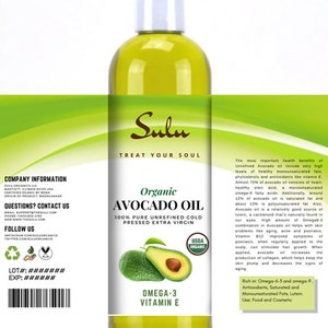 Extra Virgin Fresh Avocado Oil 100% pure high quality oil from 4 fl.oz up to 7 lbs