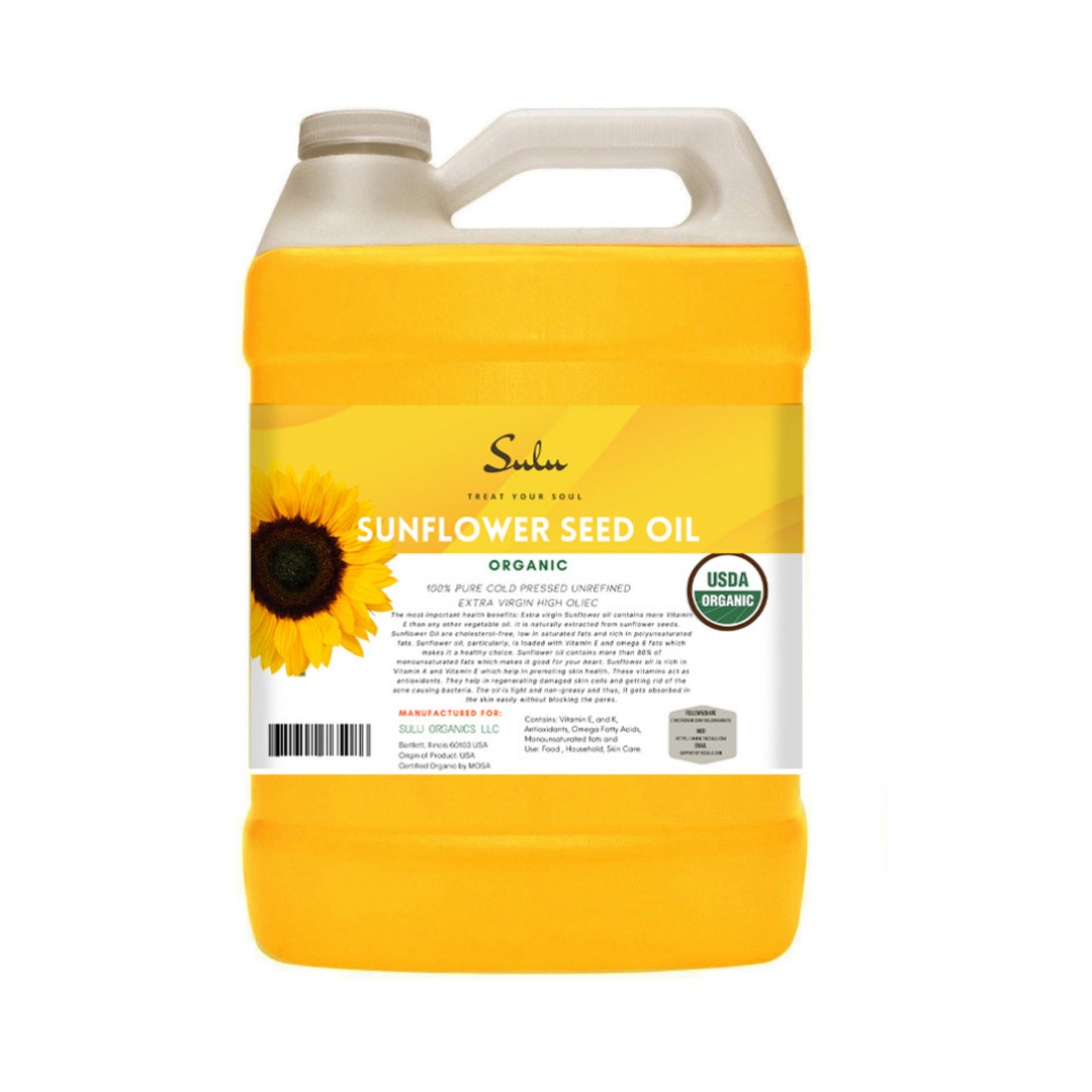 Sunflower Seed Oil 1 Gallon of High Oleic 100 Pure Organic Unrefined