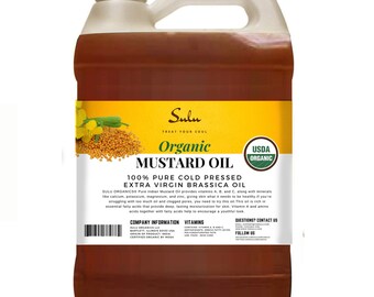 1 Gallon/128 fl.oz Cold Pressed Extra Virgin Mustard Seed Oil USDA Organic