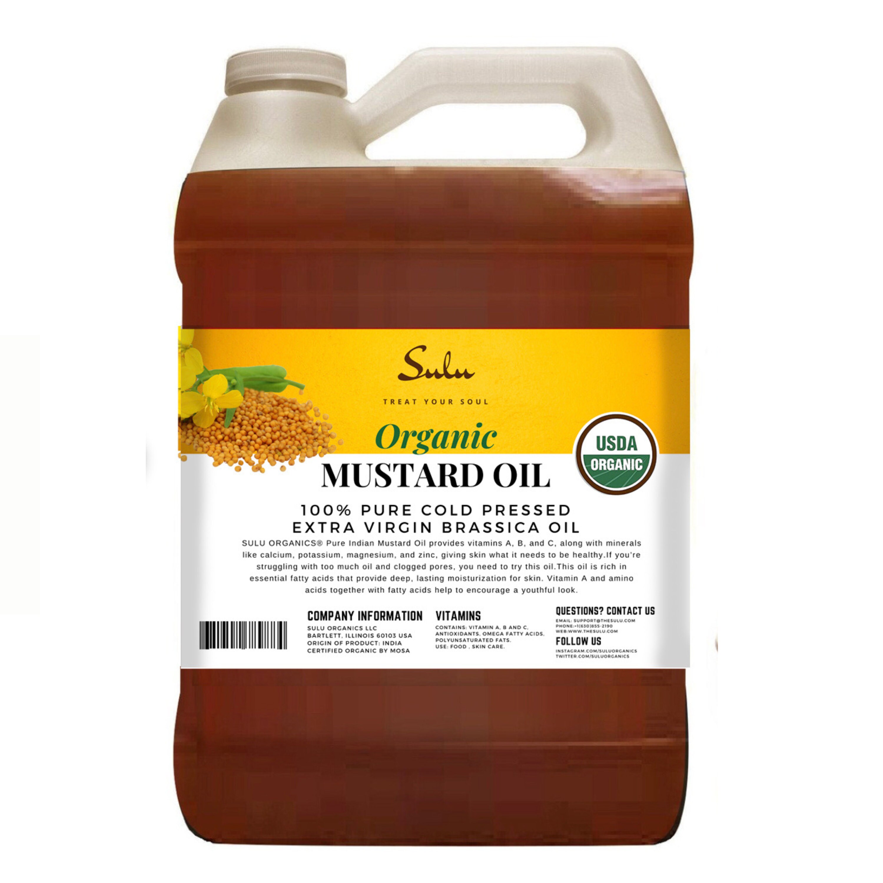 1 galón/128 fl.oz Aceite de semilla de mostaza virgen extra prensado en  frío USDA orgánico