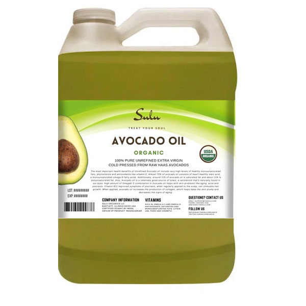 4 lbs Unrefined Organic Extra Virgin Cold Pressed Fresh Avocado Oil 100% pure high quality oil