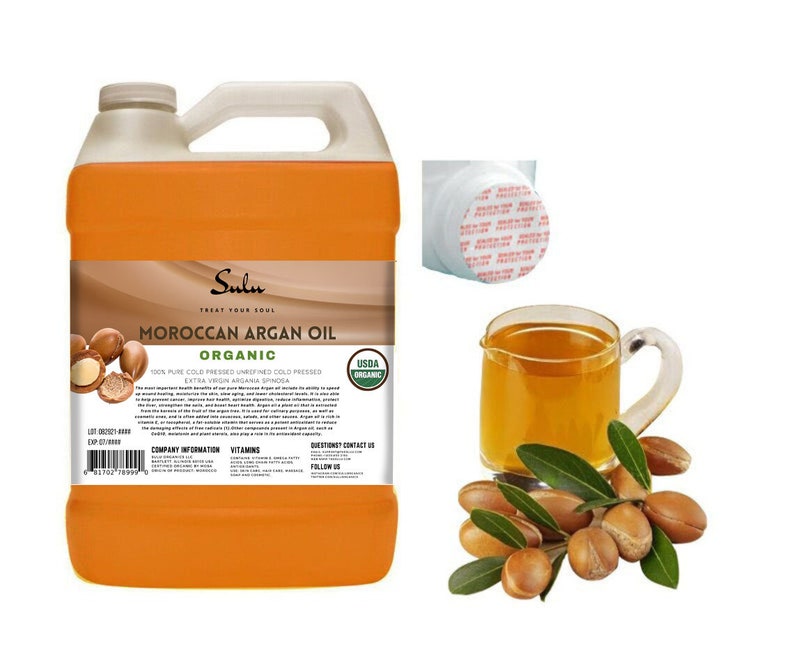 100% pure USDA Organic Cold pressed VIRGIN UNREFINED Moroccan Argan Oil from 4 oz118 ml up to 7 lbs image 4