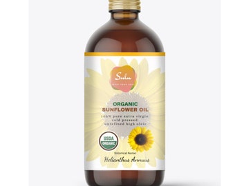 Sunflower Oil- USDA Organic High Oleic Unrefined Cold Pressed