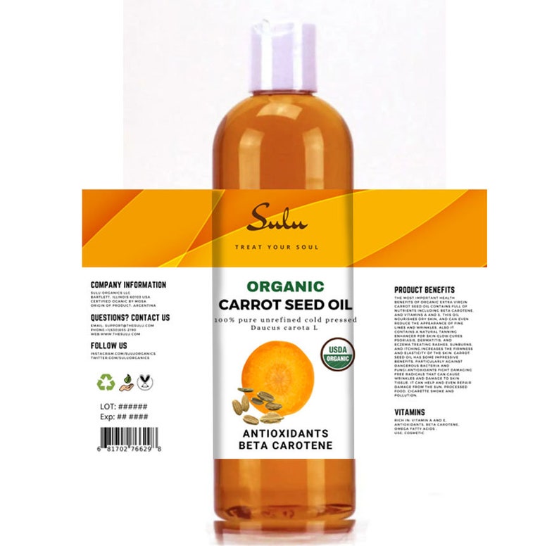 Aceite portador sin refinar certificado con aceite de semilla de zanahoria 100% puro imagen 3