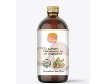 Macadamia oil USDA Organic 100% pure Unrefined Virgin Cold Pressed