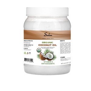 Organic Unrefined Extra Virgin Coconut oIl extracted from the coconut meat smells like a coconut from 4 fl.oz up to 7 lbs