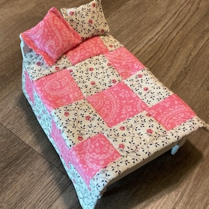 1:12 Doll House Quilt Pink Flowered Doll House Quilt Handmade Doll House Quilt 1 to 12 size