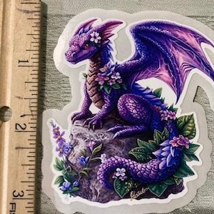 Purple Dragon Sticker 3 inch large purple dragon sticker Mythical Dragon Sticker Dragon Decal Water Bottle Dragon Sticker Gothic Dragon