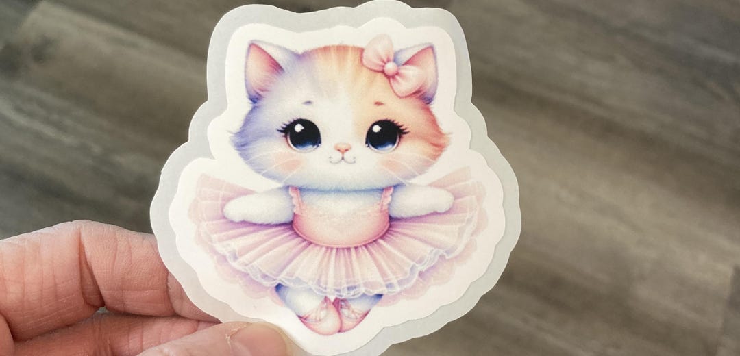 Ballerina Kitty Cat Sticker Adorable Kitty Ballerina Sticker Pink Tutu ...