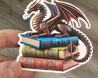 Mythical Brass Dragon Sticker Dragon Sticker D and D Brass Knowledge Dragon Sticker Book Dragon Sticker Mystical Dragon Sticker