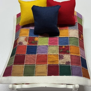 1:12 Miniature Quilt for dollhouse bed Colorful Scrappy Mini Quilt for dollhouse