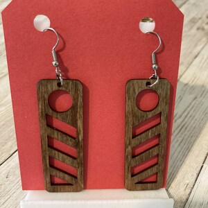 Wood Dangle Drop Geometric Earrings Hearts