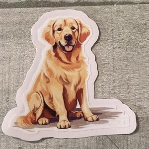 Beautiful Golden Retriever Dog Sticker.  Waterproof Dog Sticker.  Tear Proof Golden Retriever Sticker.