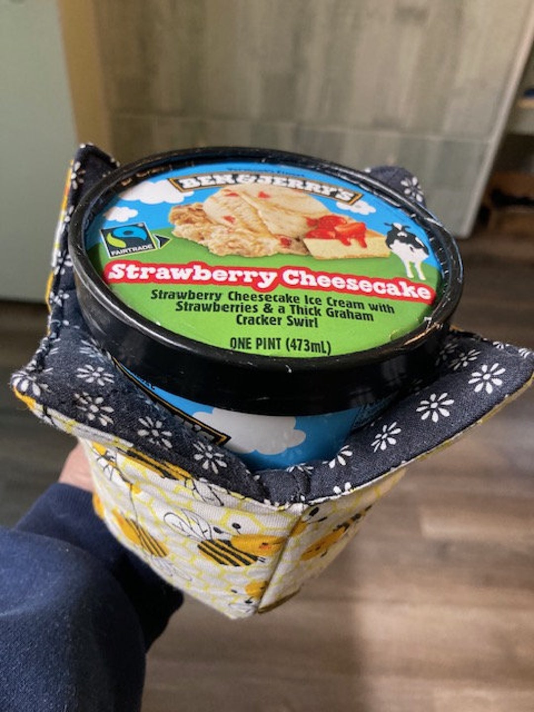 Ice Cream Cozy Insulated Pint Ice Cream Holder Honey Bee Ice Etsy