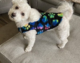 Dog Coat Dog Small Medium dog coat rainbow Dog coat Fleece Dog coat Warm Dog Coat Size 10-15 lbs