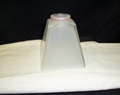 vintage ribbed frosted mission style square bell light shade with 2-1 4 fitter pendant shade , arts and crafts shade , glass shade glass