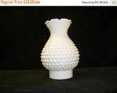ON SALE Vintage Milk Glass Hobnail Hurricane chimney globe crimped top 7-1 4 inch tall 2-7 8 fitter , replacement glass MCM vintage glas