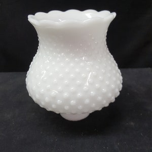 White Hobnail , Early American  short chimney  milk glass , pressed pattern 1 5/8 inch fitter  sconce , chandelier , glass lamp shade