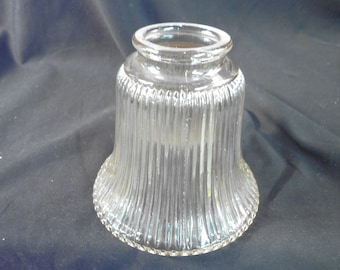 vintage prismatic ribbed glass  with  gold iridesence ,  bell shade pendant shade wall sconce shade ,replacement glass , diy lighitng ,