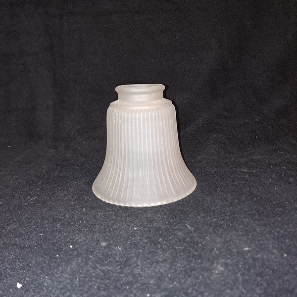 Bell shaped  prism ribbed  frosted glass replacement lighting globe , 2 1/4 inch lip fitter  4 1/2 inch bottom opening , 4 1/2 inches tall