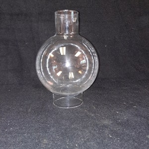 Vintage Hard to Find Round large bulge  3 inch fitter  8 1/2 inch tall Chimney globe , shade , ncc sconce chandelier or oil lamp ,