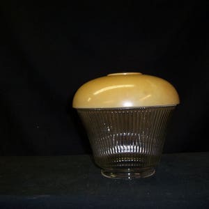 Vintage Art Deco Deckenglas Lichtschirm Hängeschirm antik Lampe Glas Bernstein und klare Lichthülle, Landlichtschirm, 1930er Jahre Bild 2