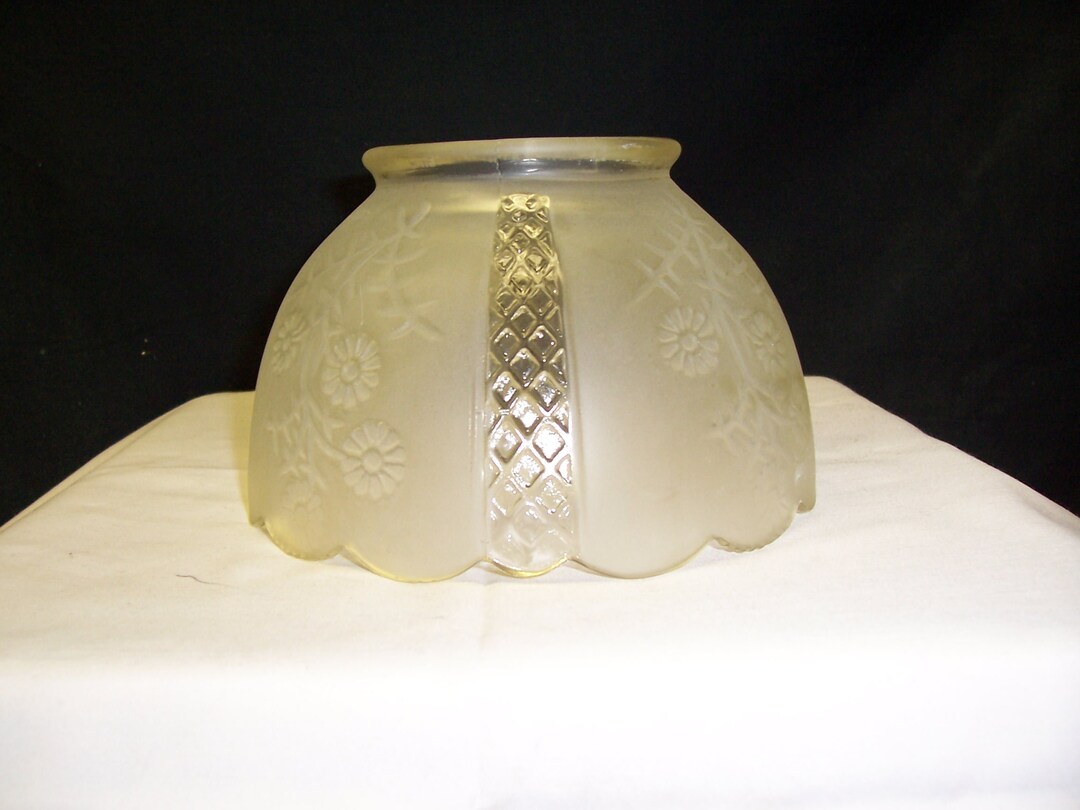 Vintage Heavy Pressed Pattern Glass Replacement Gas Light Style Floral