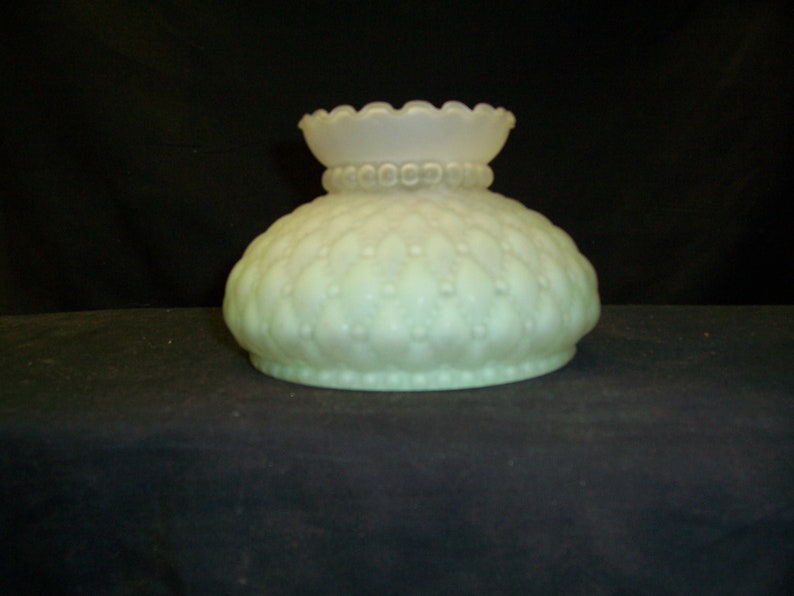 Vintage Pressed Glass Pattern Satin Finish Student Shade Green Ombre Effect 6 Inch Fitter Lamp Part Replacement