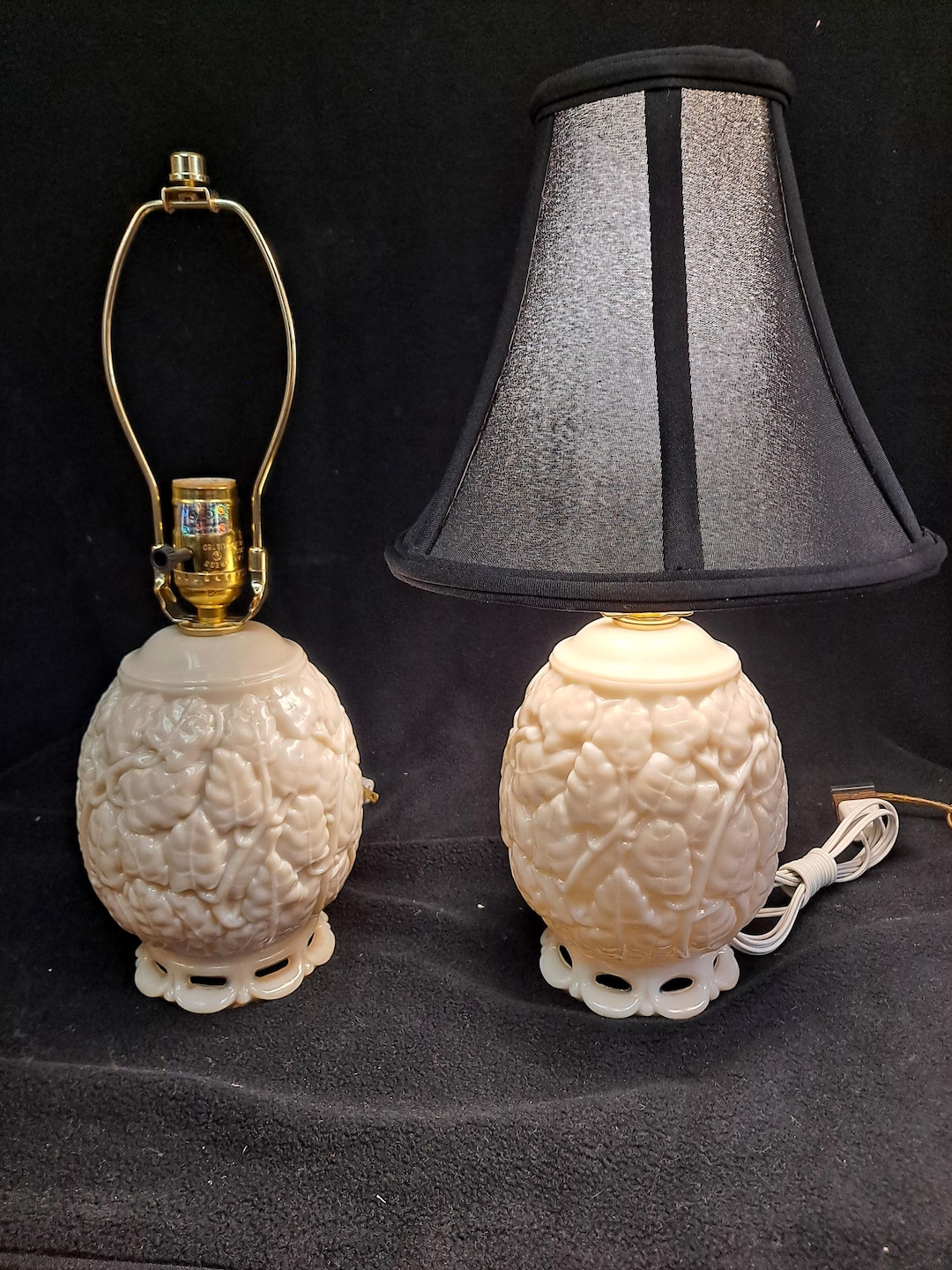 Alacite Glass Model G-186 Aladdin Electric Lamp Pair Refurbished
