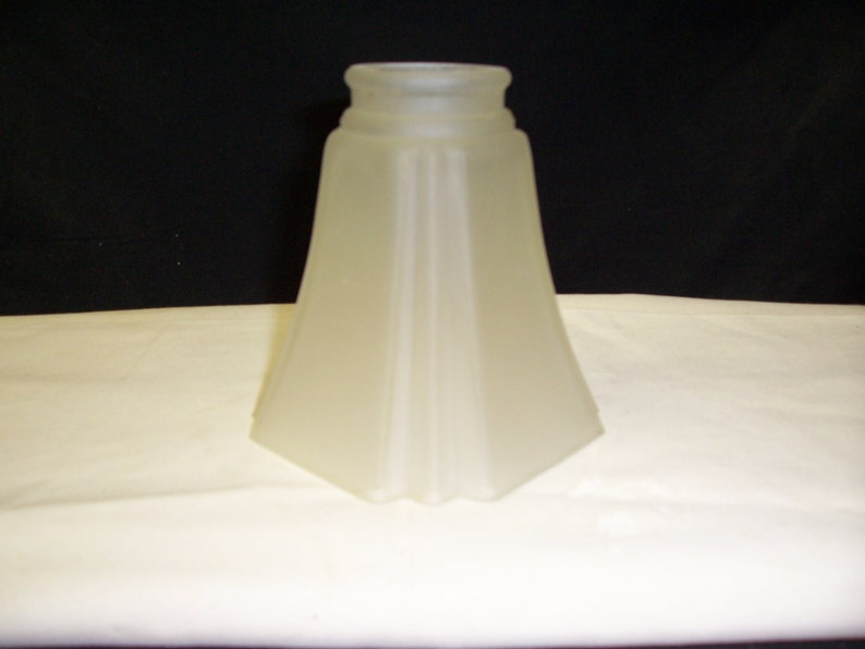 2 1 4 Inch Fitter Art Deco Cut Corner Square Bell Style Frosted Glass Shade Ceiling Fan Light Cover Sconce Pendant