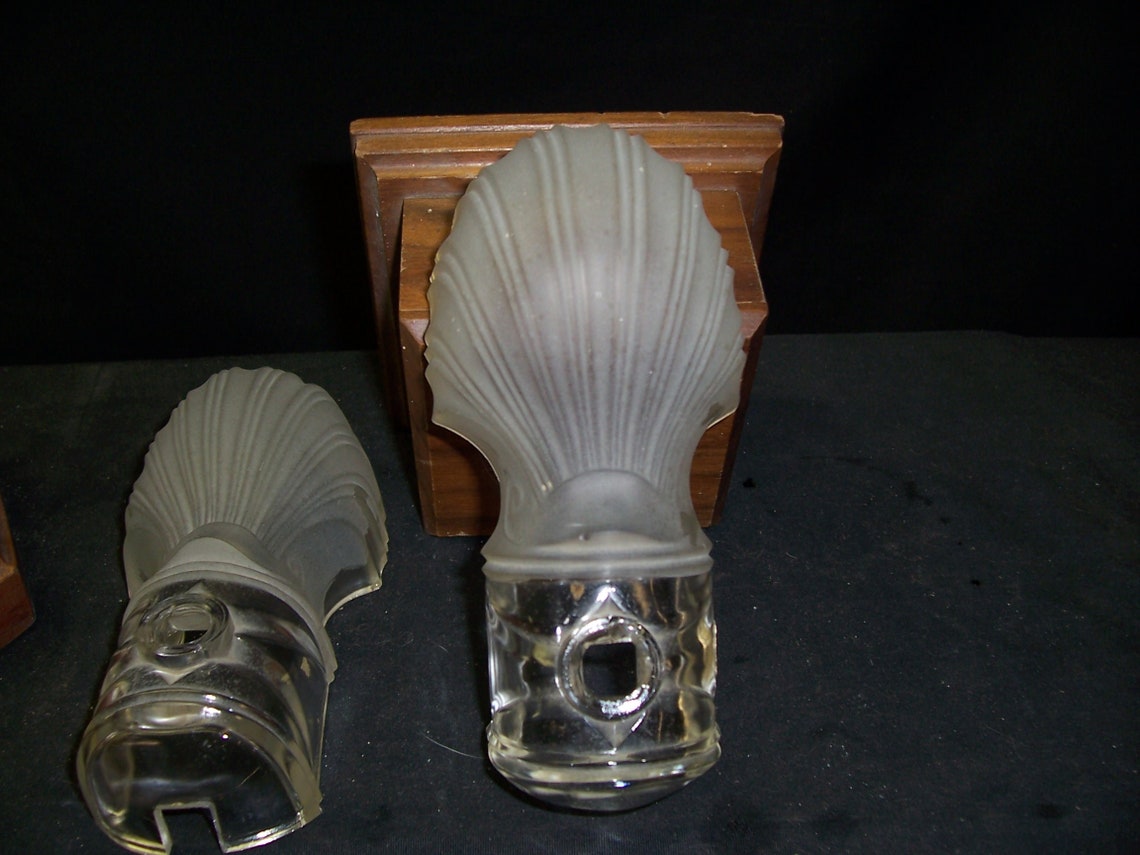 Vintage frosted glass art deco shell wall sconce light covers Etsy