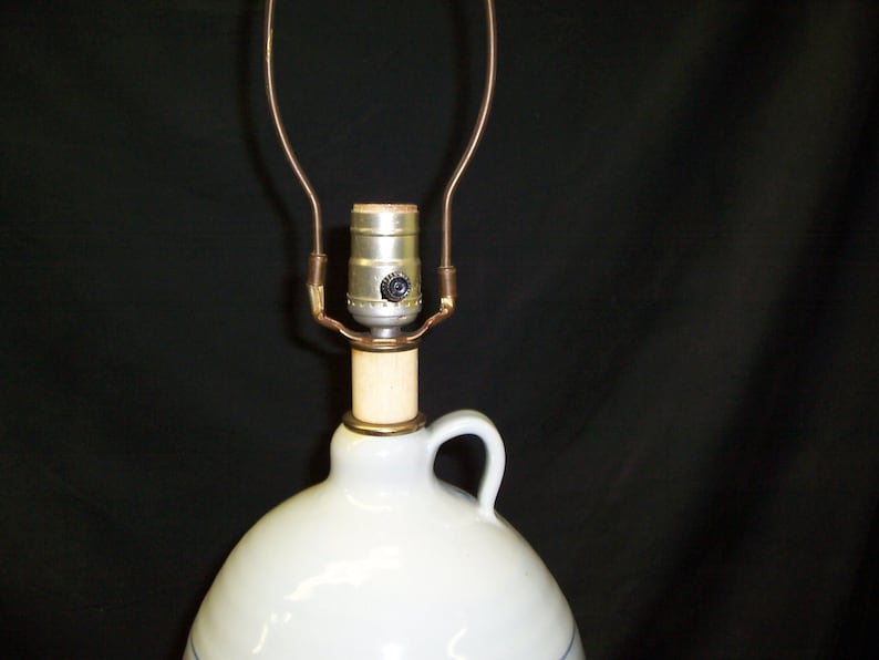 Vintage Hand Painted Ceramic Jug Lamp Floral Motif Farm Etsy