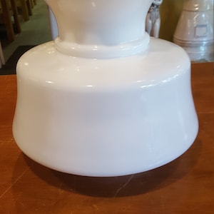 Vintage Milk Glass  Federal Style  ruffle top student , hurricane , parlor , table lamp shade replacment , 7 inch fitter  white glass shade