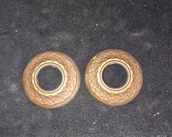 Vintage lamp socket Bobeche   Lamp Part  socket cover , beauty ring , 3 1/8 diameter , non threaded  stamped brass , great patina 1 pair