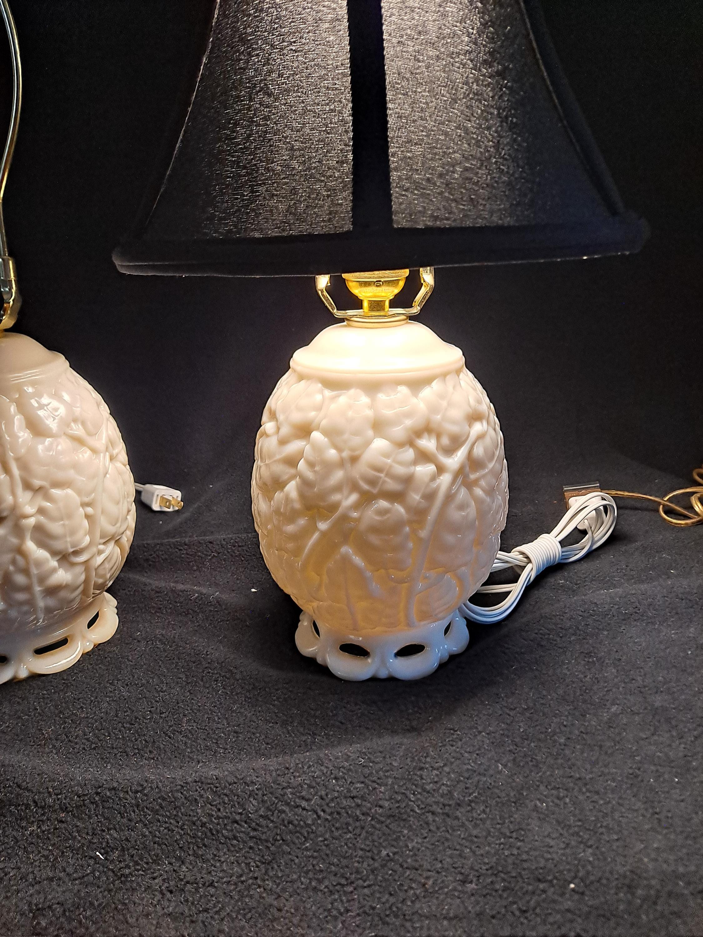 Alacite Glass Model G-186 Aladdin Electric Lamp Pair