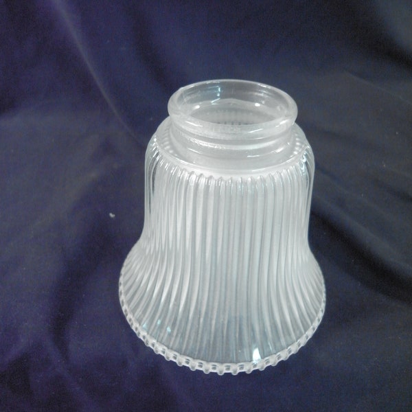 Vintage  Frosted holophane style  prismatic ribbed glass tulip , bell replacement lighting shade ,  bulb cover , sconce shade , pendant l