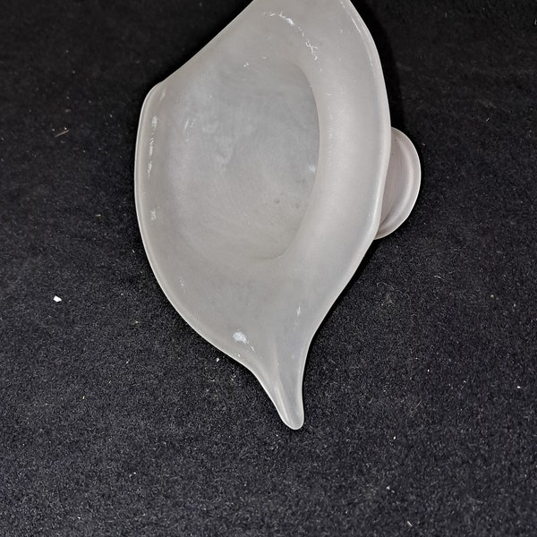 Vtg Frosted Glass  Calla Lily flower shaped  lighting shade/bulb surround 2 1/4 fitter  3 1/2 inch tall  unique , ncc  deco style