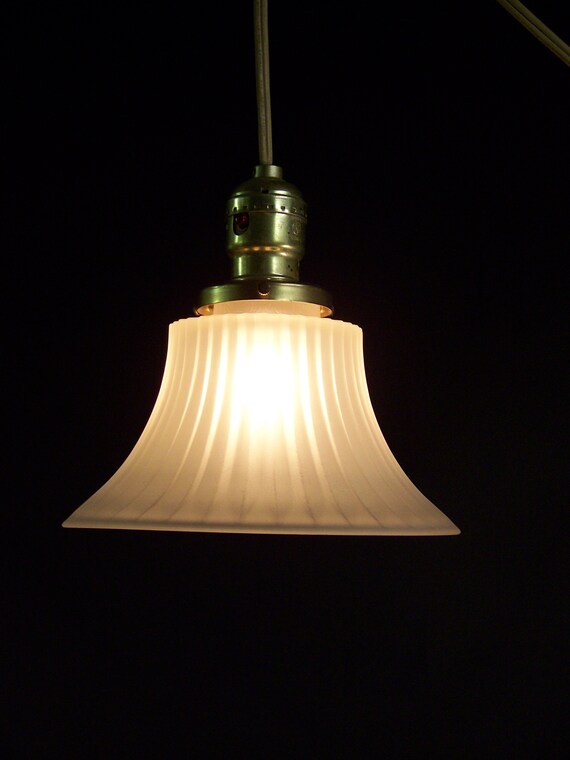 Vintage Frosted Glass Chandelier Sconce Light Globe Shade Chimney Bell Ribbed 