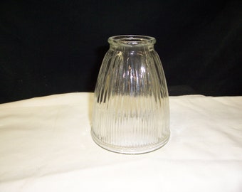 vintage  clear glass  industrial  pear bell  light globe  steam punk  halophane style  pendant shade 2-1/4 fitter  narrow bell  fan light