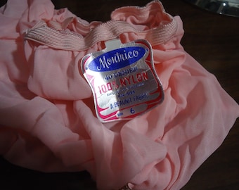 NOS Vintage 1960s Baby Pink Nylon Silky Double Nylon Panties sz 6 Unworn Oldstock Granny No Cotton