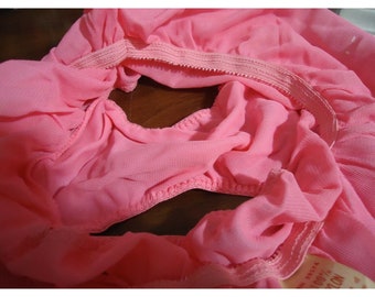 NOS Vtg 60s Bright Pink NYLON Panties Dbl Gusset NO Cotton sz 5 Silky Oldstock