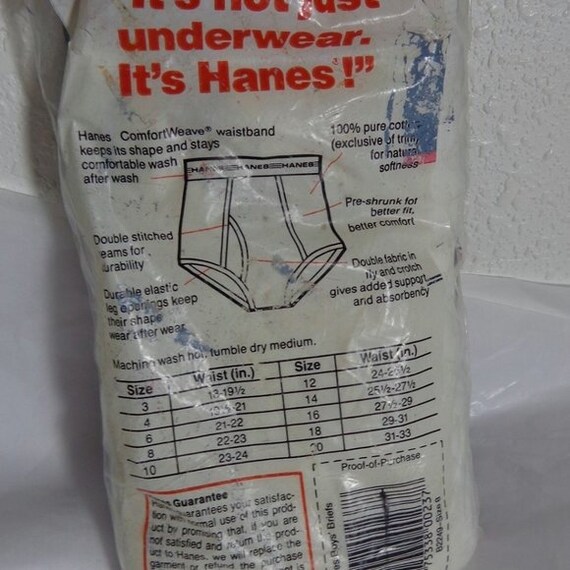 NOS Boy's Hanes Tighty White Briefs Underwear 1987 US… Gem
