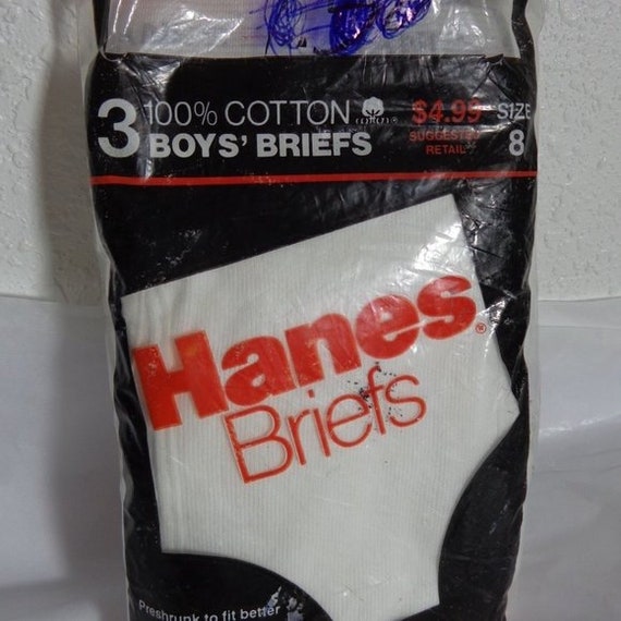 NOS Boy's Hanes Tighty White Briefs Underwear 1987 US… Gem