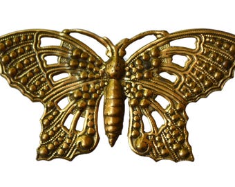 Broche Vintage Papillon Signée Emmons - Métal Filigrane Argenté, Bijou Ancien De Collection
