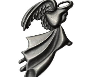 Pin de anjo em tom de prata e estanho, joia religiosa com broche de anjo da guarda