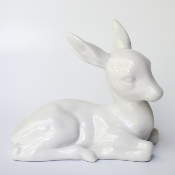 Wallendorf Sitting White Deer Fawn Figurine Porcelain Germany