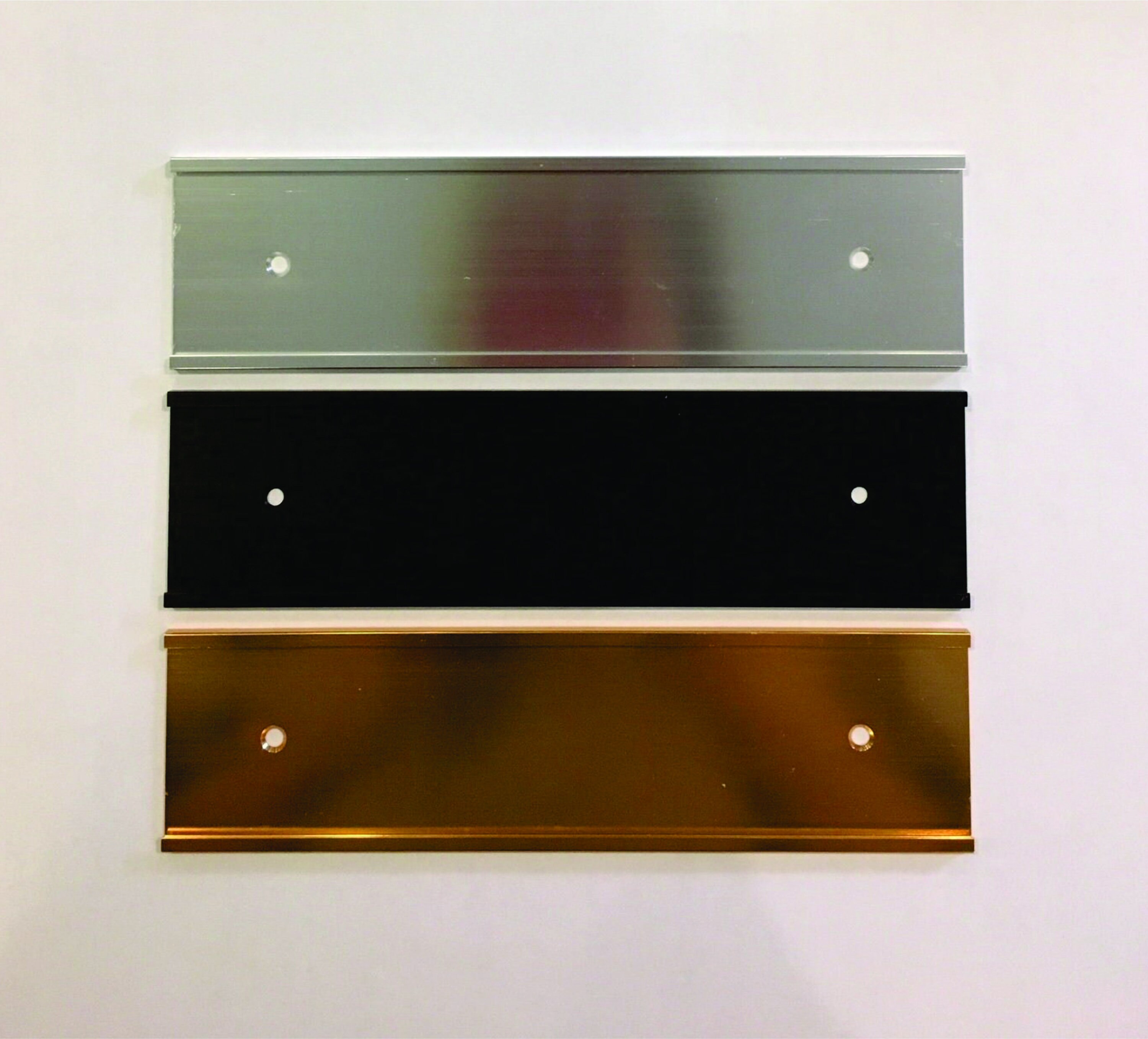 2&quot; x 8&quot; Laser Engraved Name Plate with Silver Aluminum Holder Adhesive Backed - Wall - Cubicle - Door - Flush Mountable