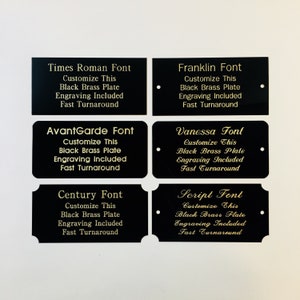3&quot;x5&quot; Engraved Solid Black Brass Plate Gold Etched Letters Custom Personalized Plaque Adhesive Backing Gift Label Sign Trophy Taxidermyel