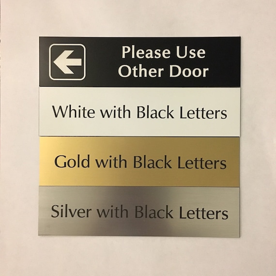 2 X8 Please Use Other Door Left Arrow Laser Engraved Signs Business Home Office Building Directional Adhesive Backed
